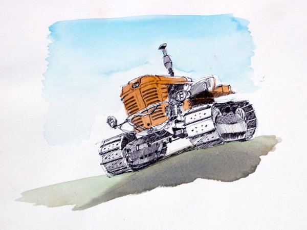 Cingolato | One of the many caterpillar tractors on Tuscan hills